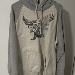 American Eagle Outfitters Cream and Gray Hoodie